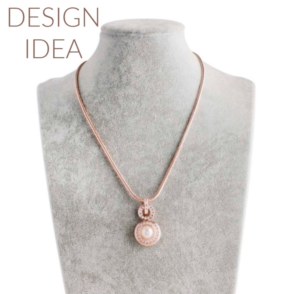 Snap Charm Rose Gold Plated Pendant Necklace 18"  for Standard Size 20mm Snap - Picture 3 of 4